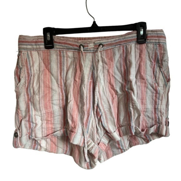Per Se Stripe Linen Shorts Size Large - Picture 1 of 8